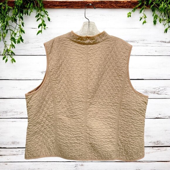 TALBOTS Vest Womens Quilted Zip Front Pockets Corduroy Trim Golden Tan size 3X - Picture 4 of 9